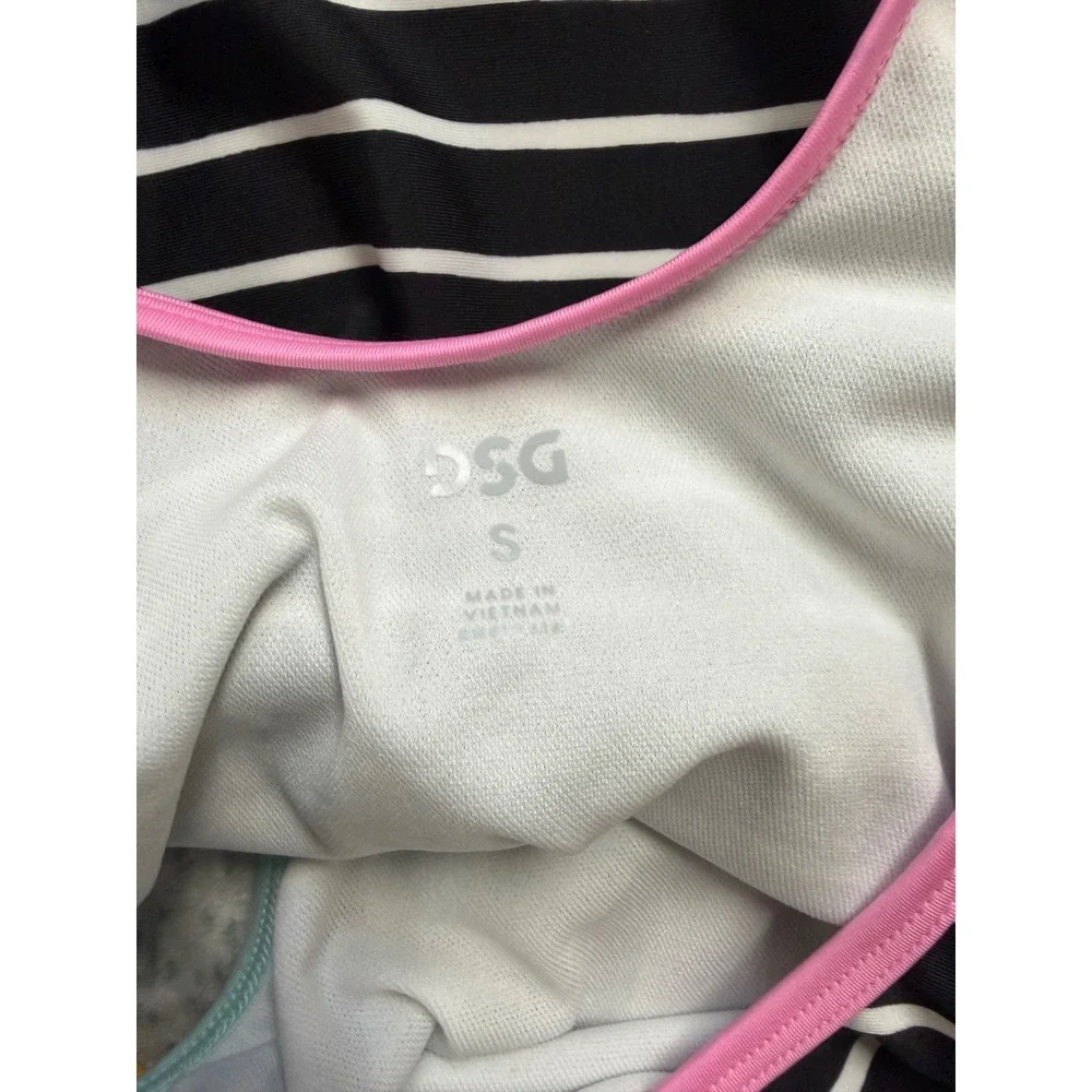 DSG Girls Sanibel Stripe One Piece Swimsuit Cut Outs Black White‎ Size S NEW